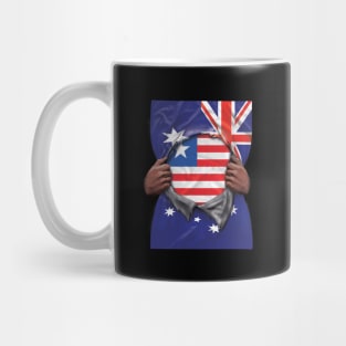 Liberia Flag Australian Flag Ripped - Gift for Liberian From Liberia Mug